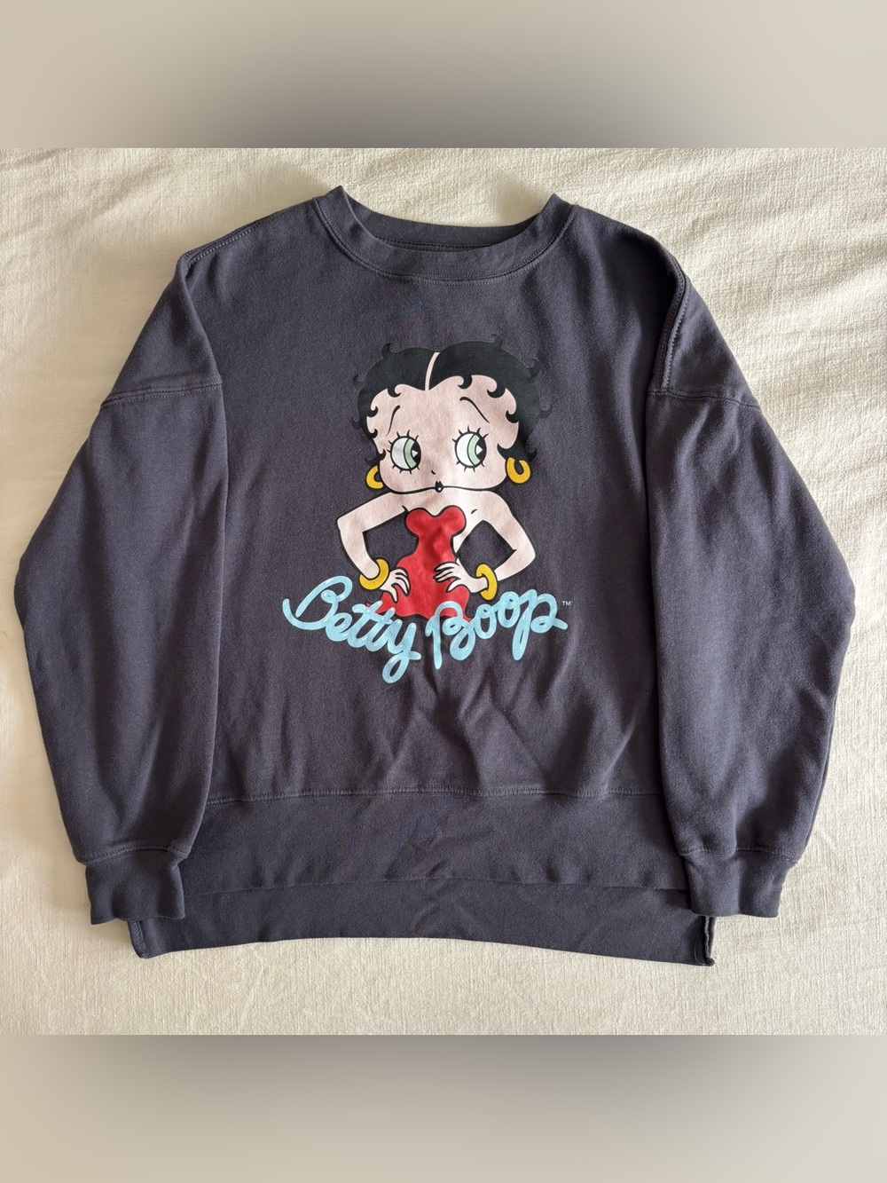 Betty Boop Charcoal Graphic Crewneck Sweatshirt Size M
